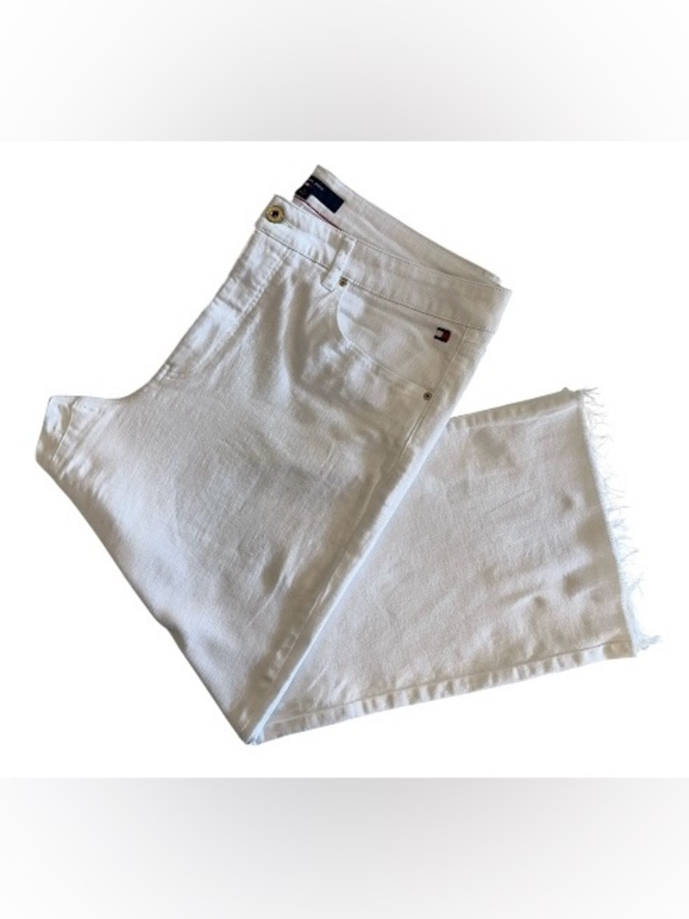 Tommy Hilfiger | Tribeca | White Wide Leg Crop Jeans | Size 16 / 18